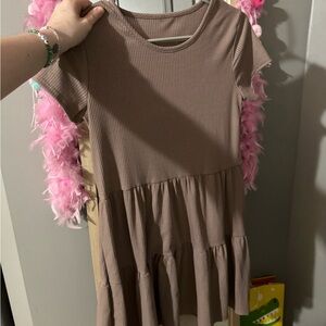 brown tiered mini dress